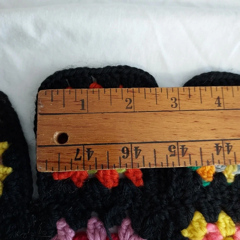 Vtg Handmade Granny Square Crochet‎ Blanket Afghan 70s Cabin Cottage Core Throw